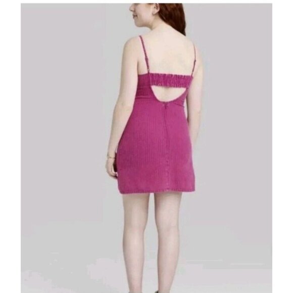 Wild Fable Womens XL Fuchsia Purple Linen Blend Sundress Adj Straps Smocked Sexy - Picture 2 of 9